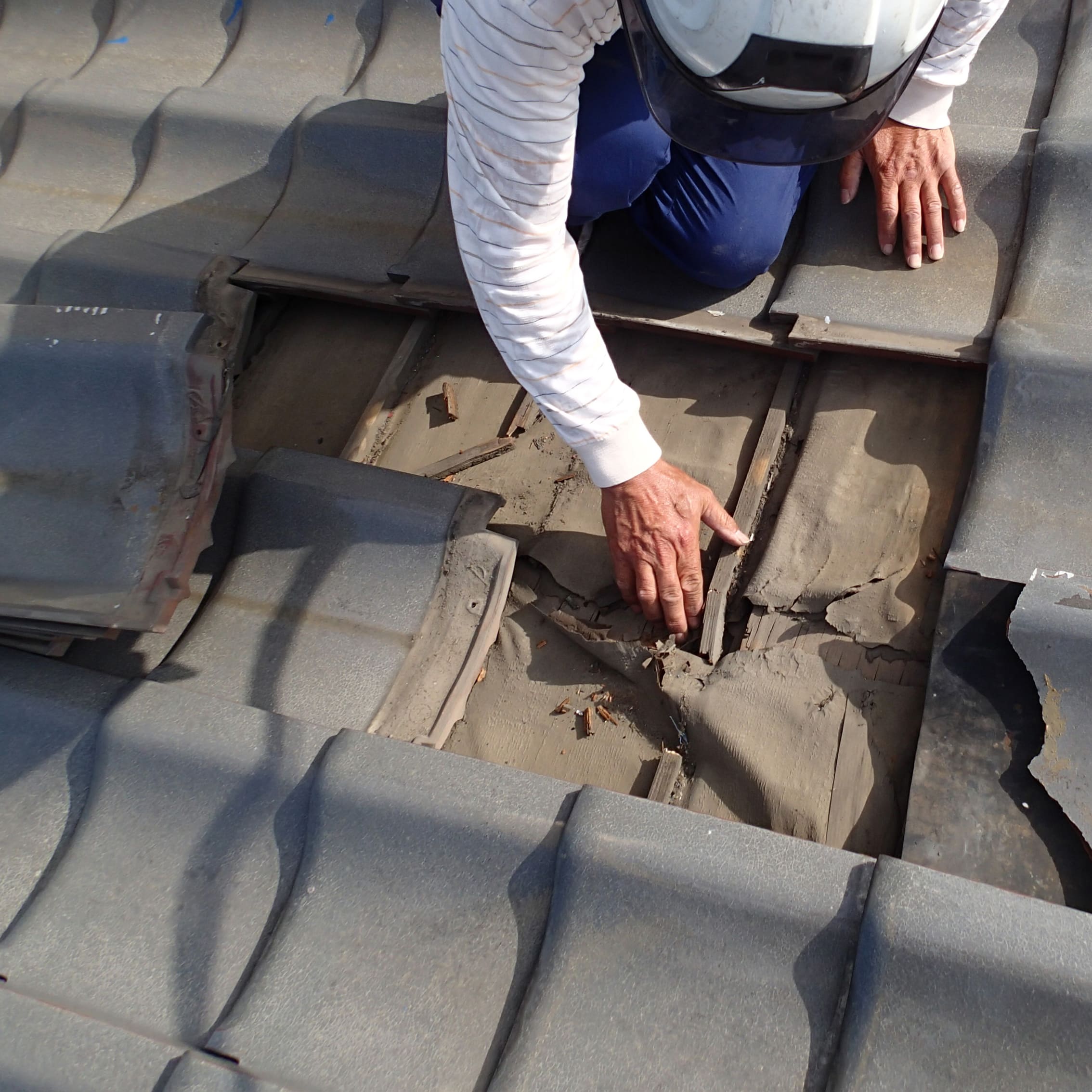 屋根修理作業風景